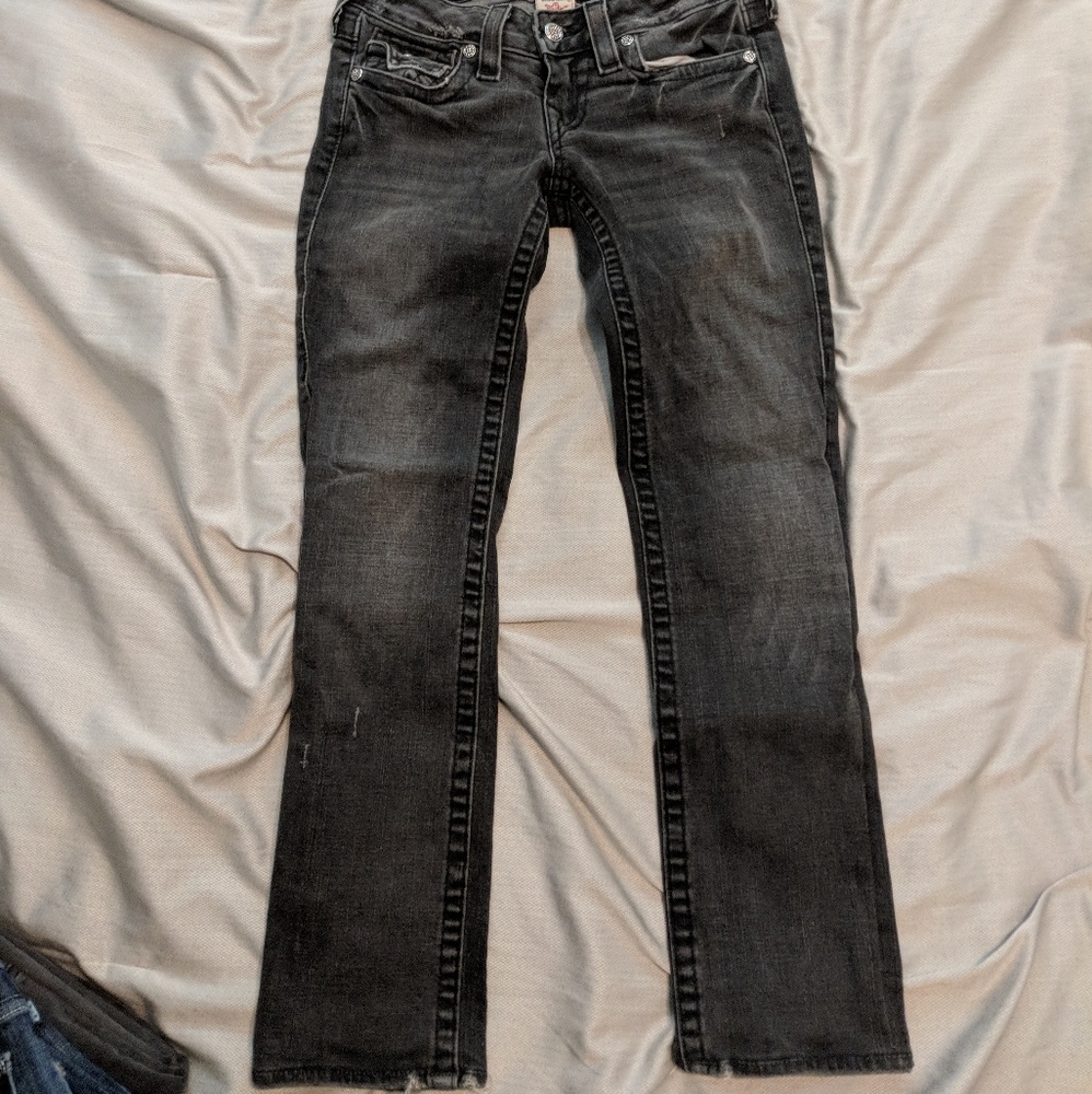 True Religion Billy Crop Swarovski buttons. Rare